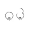 Edelstahl Blumen Klicker Ring mit Zirkonia Nasenring Septum Piercing Körperschmuck - Blumenkrone(No.4) / 1.2x8mm / Silber