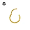 Gold twisted segment clicker nose ring titanium hinge piercing ring hoop earring jewelry - 1.0*6mm / Gold