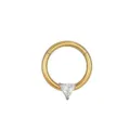 Anello piercing in titanio F136 con zircone triangolare, ideale per setto, labbro e orecchio. - 1.2*8mm / Forma a Triangolo Oro