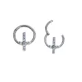Edelstahl Klappring mit Zirkonia Kreuz für Nasenpiercing und Ohrring Körperschmuck Piercing. - Zirkonia-Kreuzstil (No.5) / 1.2x6mm / Silber