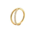 Gouden titanium zirkoon neusring variant, elegante dubbele rij piercing sieraden voor dames. - 1.2*6mm / Enkelzijdige strass goud