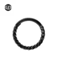 Black titanium hinged segment ring septum clicker twisted rope nose hoop piercing jewelry - 1.0*6mm / Black