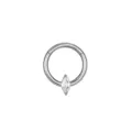 Anillo de Piercing Septum de Titanio F136 con Circonita Marquise Segmento Labio y Oreja - Marquise Plateado
