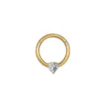 Anillo de Piercing de Titanio Dorado con Circonita de Corazón para Septum Labio y Oreja - Corazón Dorado
