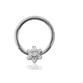 Edelstahl 316L Blumen Nasenring Septum Clicker Piercing Schmuck mit klaren Zirkonia Steinen. - Blumenstil (No.9) / 1.2x8mm / Silber