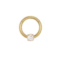 Anillo de Nariz Segmento Bisagra Titanio Dorado Septo Labio Oreja Piercing con Circonita - Redondo Dorado