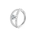 Prachtige titanium dubbele rij zirkonia segment ring, stijlvolle geometrische piercing. - Zilver met dubbelzijdige strass & strass in het midden