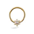 Goldener Edelstahl Nasenring mit Kristallblumen-Anhänger, sicherer Segment-Klicker Piercing. - Blumenstil (No.9) / 1.2x8mm / Gold