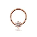 Roségold Edelstahl Blumen Nasenring Reif Piercing Zirkonia Ohrschmuck Körperschmuck - Blume (No.9) / 1.2x10mm / Roségold