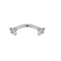 Roestvrij stalen gebogen barbell piercing detail met schitterende heldere stenen. - Zilver Wit