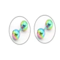 Roestvrij staal regenboog barbell oorbellen, kleurrijk rond bal ontwerp mode sieraden. - 1.2x6x2.5mm / Kleurrijk