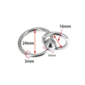 Titanium steel captive bead piercing ring double ring body jewelry 3x24mm size. - Double Loop Piercing Ring (M2417) / Thickness 3mm Inner Diameter 24mm/16mm / Silver