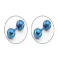 Roestvrij staal blauwe dubbele bal barbell oorknopjes voor dagelijkse mode piercing sieraden - Blauw