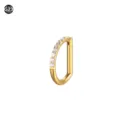 Anello da naso in titanio dorato a forma di D con dettagli di pietre zirconi scintillanti. - 1.0*8mm / Oro bianco con semi-pavé di strass