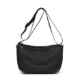 Sac bandoulière noir en nylon pour femme, sac porté épaule décontracté avec sangle réglable et zip. - Noir