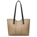 Sac cabas fourre-tout élégant pour femme en kaki chic avec des bretelles marron, vue principale. - Kaki