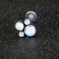 Steel opal cat paw piercing detail, close up shot of cartilage labret stud jewelry piece. - 1.2*6mm / White (OP17)