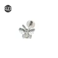 G23 Titaan vlinder labret piercing met heldere zirkonia stenen voor kraakbeen oor. - Staafje 1.2x6mm / Zilver
