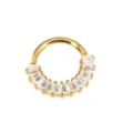 F136 titanium gold septum ring 8mm inner diameter with sparkling baguette cubic zirconia stones. - Style 1 Gold / 1.2*8mm