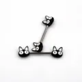 Stainless steel black cat nipple ring 14g body piercing jewelry fashion accessory cute animal style - 1.6*16mm / Cat (1 Piece)