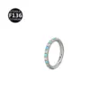Anello per naso a segmento in titanio con pietre turchese e zircone per piercing corporeo. - 1.2x8mm / Strass Bianco / Color Turchese