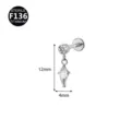 F136 Titan Labret Piercing Stecker mit hängendem Zirkonia Zirkon, 12mm x 4mm Größe. - Kegelanhänger / 1.2x4mm / Silber