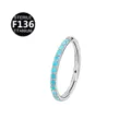 Anello naso in titano segmento con perline turchesi, piercing corpo chirurgico ASTM F136. - 1.2x8mm / Turchese