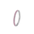 G23 titanium hinged segment nose ring with sparkling pink cubic zirconia stones for piercing. - 1.2x6mm / Silver/Pink Rhinestone