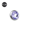 F136 titanium dermal anchor top with purple crystal body piercing jewelry accessory - Round Zirconia Style / 1.2*4mm (M1.2 Thread) / Silver Purple