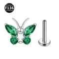 ASTM F136 Titaan Vlinder Piercing Zirkonia Labret Oor Kraakbeen Lichaam Sieraad - 1.2*6mm / Groen