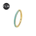G23 Titanium Segment Nose Ring Gold Clicker Piercing with Turquoise Beads Body Jewelry - 1.2x7mm / Gold Turquoise