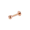 Detailansicht des roségoldenen Labret Piercings aus Edelstahl mit 1,2 mm Stabstärke für Ohren. - Stärke 1.6x6x3 / Roségold