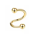 Gold spiral piercing barbell lip ring stainless steel body jewelry cartilage earring - Sphere / 1.2*8*3mm / Gold