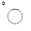 Anneau de Cartilage Segment Pave Zircone Titane G23 Clicker Bijou de Piercing Argent - 1.2x6mm / Argent