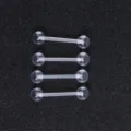 Klare Acryl Body Piercing Barbell Set Detail, transparente weiche Zungen Lippen Ringe. - Transparenter Zungenstecker / 1.6x12x5mm