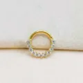 Anillo de piercing de aleación de titanio con circonitas brillantes, joyería corporal. - Estilo 1 Dorado / 1.2*8mm
