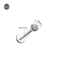 G23 Titanium Labret Piercing 3mm CZ Gem Internal Thread Cartilage Ear Stud Body Jewelry - 3mm Rhinestone Inlaid Style / 1.2*6mm / Silver