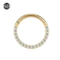 Anneau de nez en titane G23 avec zirconium charnière septum cartilage piercing 16G - 1.2x6mm / Or