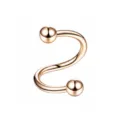 Rose Gold Color Stainless Steel S-Bar Spiral Lip Ring Cartilage Piercing Stud 1pc - Sphere / 1.2*8*3mm / Rose Gold