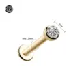 G23 Titanium Labret Lip Ring 16G 2mm CZ Gem Internal Thread Cartilage Earring Stud - 2mm Rhinestone Inlaid Style / 1.2*6mm / Gold