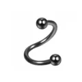 Black stainless steel S-bar lip ring cartilage body piercing jewelry with ball ends - Sphere / 1.2*8*3mm / Black