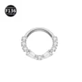Anello piercing in titanio F136 con pietre in zircone cubico per naso e cartilagine. - Stile 3 Argento