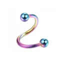 Regenbogen Spirale Barbell Piercing Schmuck Edelstahl Knorpel Ohr Lippenstift Stecker - Kugel / 1.2*8*3mm / bunt