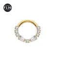 Anello Segmentato in Titanio F136 Oro per Piercing con Pietre Zirconia Lucide - Stile 3 Oro