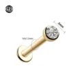 G23 Titanium Labret Stud Gold Lip Piercing 16G 3mm CZ Cartilage Earring Body Jewelry - 3mm Rhinestone Inlaid Style / 1.2*6mm / Gold