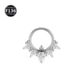 Anello naso in titanio F136 zircone piercing septum daith gioielli di alta qualità - Stile 4 Argento