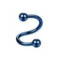 Blauer Spiral Piercing Stab aus Edelstahl, Lippenpiersting und Ohrring mit Kugeln. - Kugel / 1.2*8*3mm / Blau