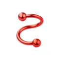 Roter Spiral Barbell Piercing Schmuck aus 316L Edelstahl Lippen Ohr Ring Stecker - Kugel / 1.2*8*3mm / Rot