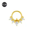 Gioiello per piercing al setto in titanio con design di zirconi cubici a goccia scintillanti. - Stile 4 Oro