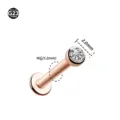 G23 Titanium Labret Stud Crystal Tragus Earring Rose Gold Body Piercing Jewelry 16G - 2mm Rhinestone Inlaid Style / 1.2*6mm / Rose Gold